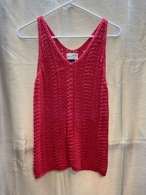 Universal Thread Red Crochet Knit Tank Top